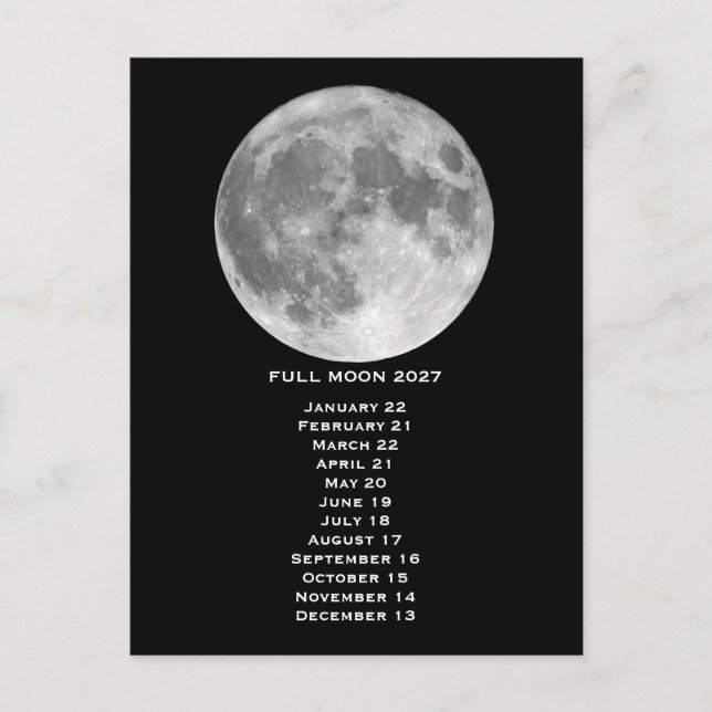 Full Moon Phases 2027 Postcard (Front)