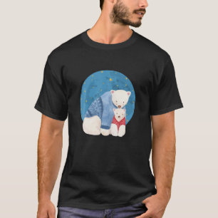 Full Moon Polar Bears Cute Polar Bear Christmas Pa T-Shirt