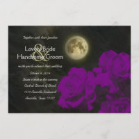 Full Moon Purple Ghost Roses Wedding Invitation
