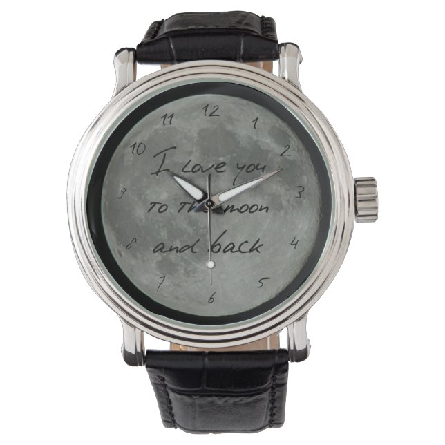 Full Moon Quote Love You Much Stars Watch (Front)