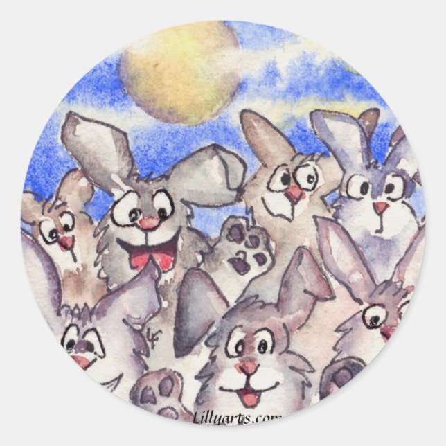 Full Moon Rabbits Sticker (Front)