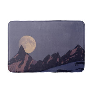 Full Moon Rises Chugach Mountains Alaska Bath Mat