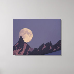 Full Moon Rises   Chugach Mountains Alaska Canvas Print