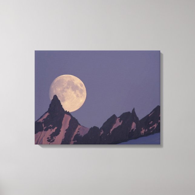 Full Moon Rises | Chugach Mountains Alaska Canvas Print (Front)
