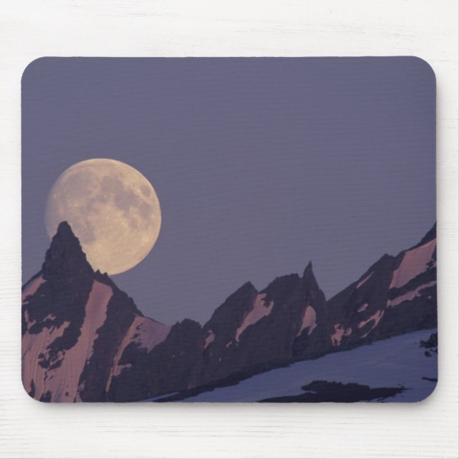 Full Moon Rises | Chugach Mountains Alaska Mouse Pad (Front)