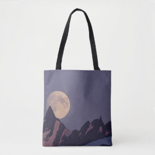 Full Moon Rises Chugach Mountains Alaska Tote Bag