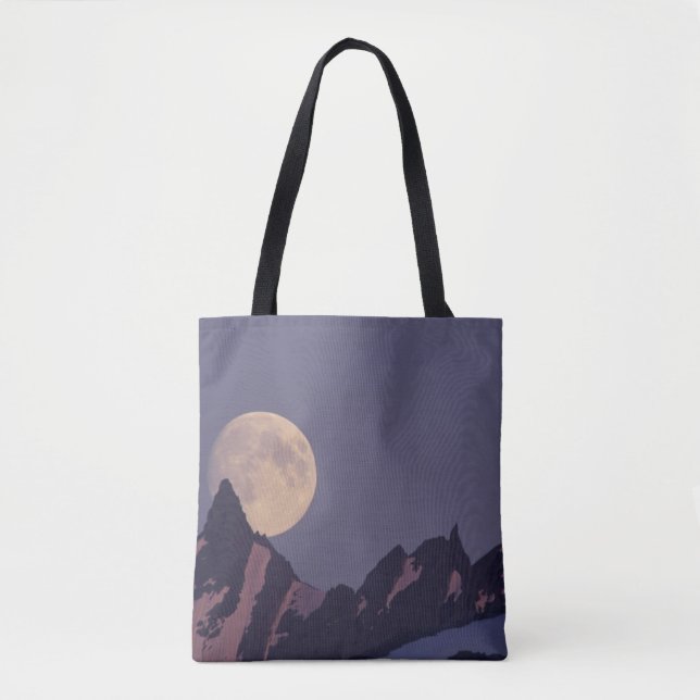 Full Moon Rises | Chugach Mountains Alaska Tote Bag (Front)