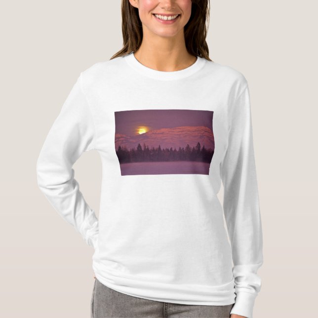 Full moon rises over Teakettle Mountain during T-Shirt (Front)