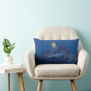 Full Moon Rising   Grand Teton Driggs, Idaho Lumbar Cushion