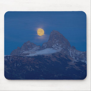 Full Moon Rising Grand Teton Driggs, Idaho Mouse Pad