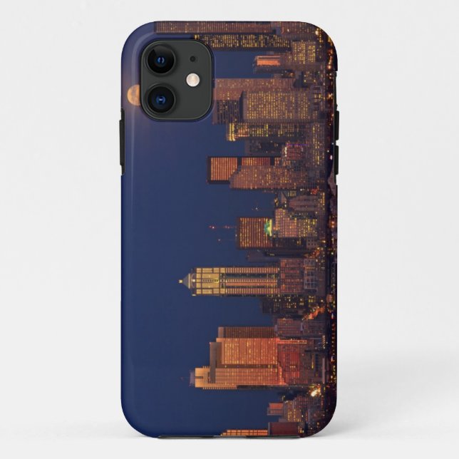 Full moon rising over downtown Seattle skyline Case-Mate iPhone Case (Back)