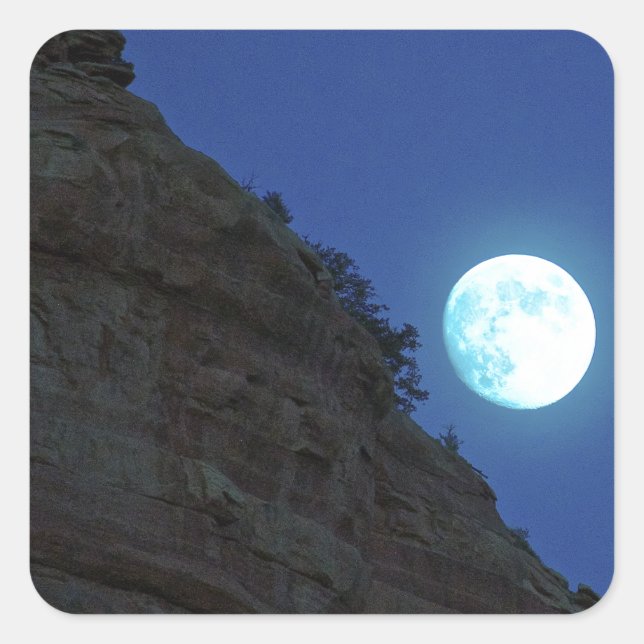 Full moon rising over Sedona Square Sticker (Front)