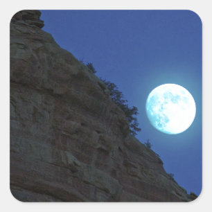 Full moon rising over Sedona Square Sticker