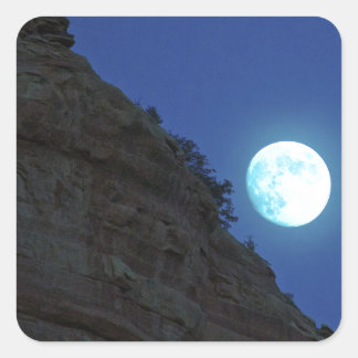 Full moon rising over Sedona Square Sticker