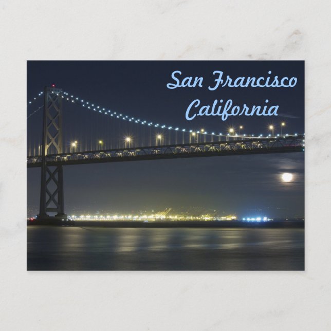 Full Moon Rising Under San Francisco Bay Bridge Postcard (Front)