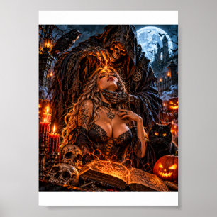Full Moon Ritual – Dark Halloween Magic T-Shirt Poster