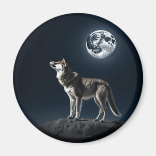 Full Moon Shining on the Wolf Magnet