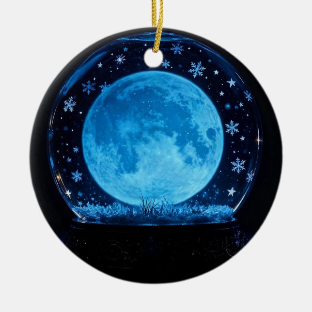 Full Moon Snow Globe Mystical Magical Ceramic Tree Decoration (Front)