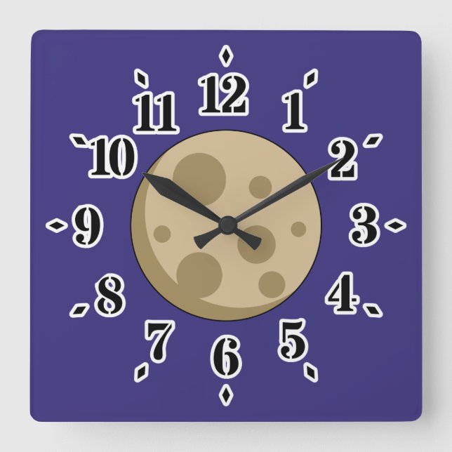 Full Moon Square Wall Clock (Front)