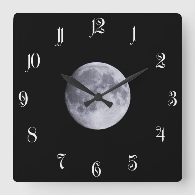 Full moon square wall clock (Front)