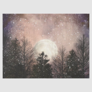 Full Moon Starry Night Forest Decoupage Tissue Paper