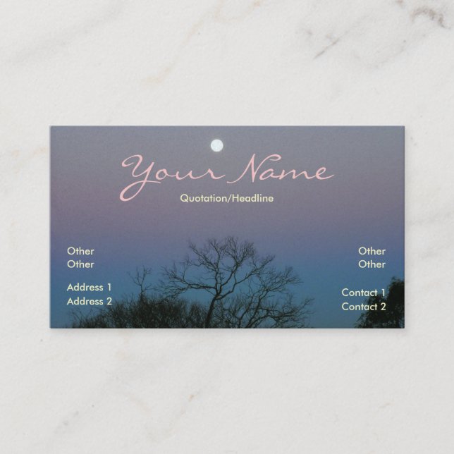 Full Moon Sunrise Business Card (Front)