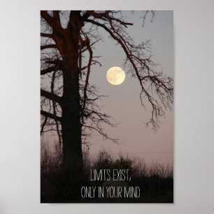 Full Moon Through Tree Branches Motivational Poster