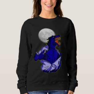 Full moon transforms wild wolf scary jungle world sweatshirt