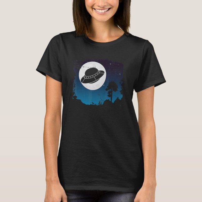 Full Moon Unidentified Flying Object UFO Abduction T-Shirt (Front)