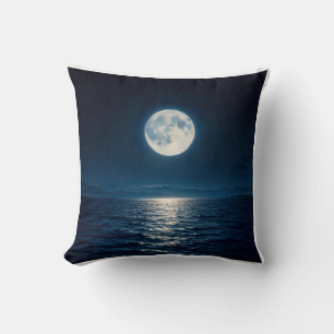 Full Moon Water Reflection Moonlight Abstract Thro Cushion