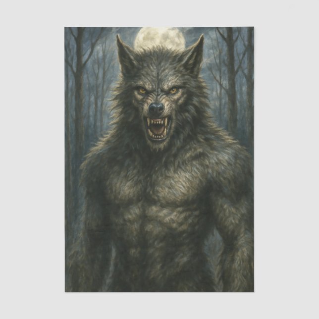 Full Moon Werewolf Decoupage Tissue Paper (Front)