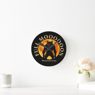 FULL MOON WEREWOLF ROUND CLOCK