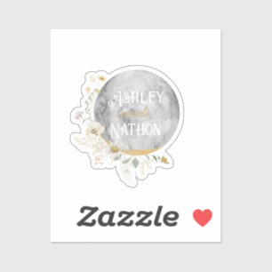 Full Moon Wildflower Gold Watercolor Wedding
