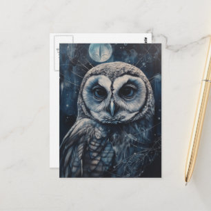 Full Moon Winter Snow Owl Postcard