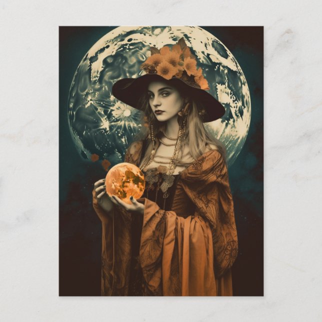 Full Moon Witch Postcard (Front)