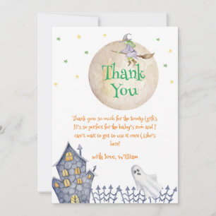 Full Moon Witch Spooky House Baby Shower Thank You Card