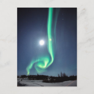 Full Moon With Aurora Yellowknife Canada Postcard