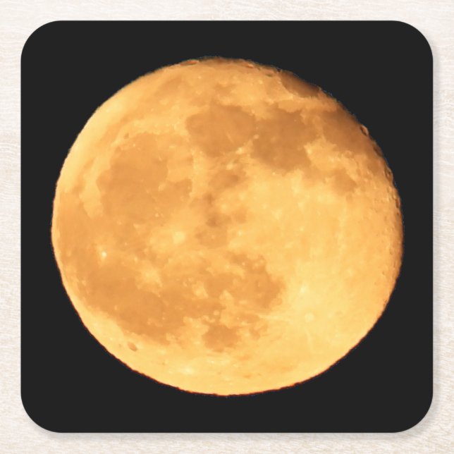 Full Moon with Orange Glow Coaster (Front)