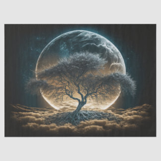 Full Moon with Tree of Root Decoupage  Tissue Paper