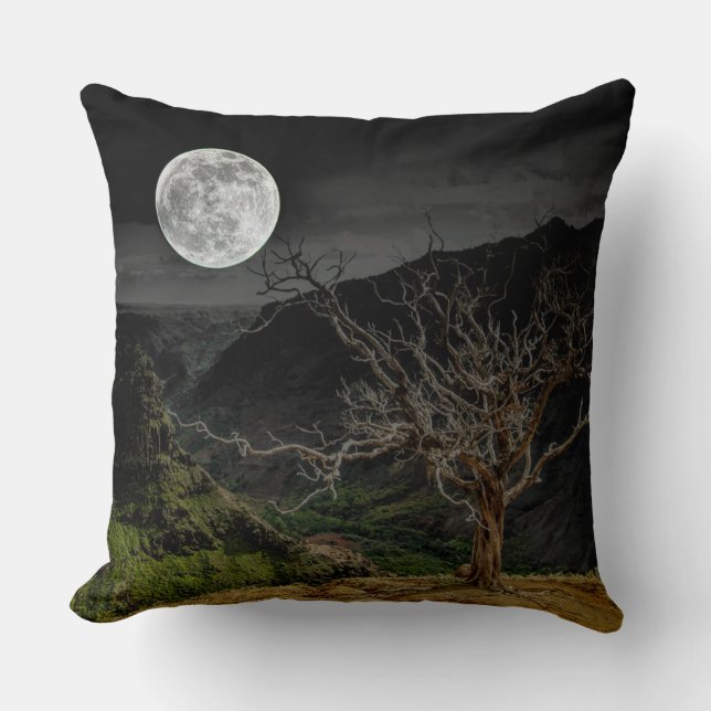 Full Moon with Tree throw pillow by Julie Everhart (Front)