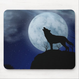 Full Moon Wolf Mouse Pad