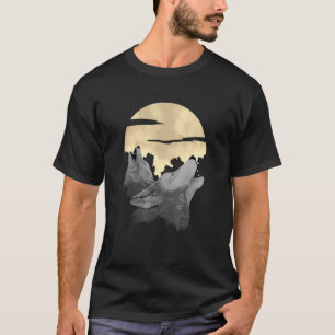 Full Moon Wolf Wolves Howling Forest Fog Hunter An T-Shirt