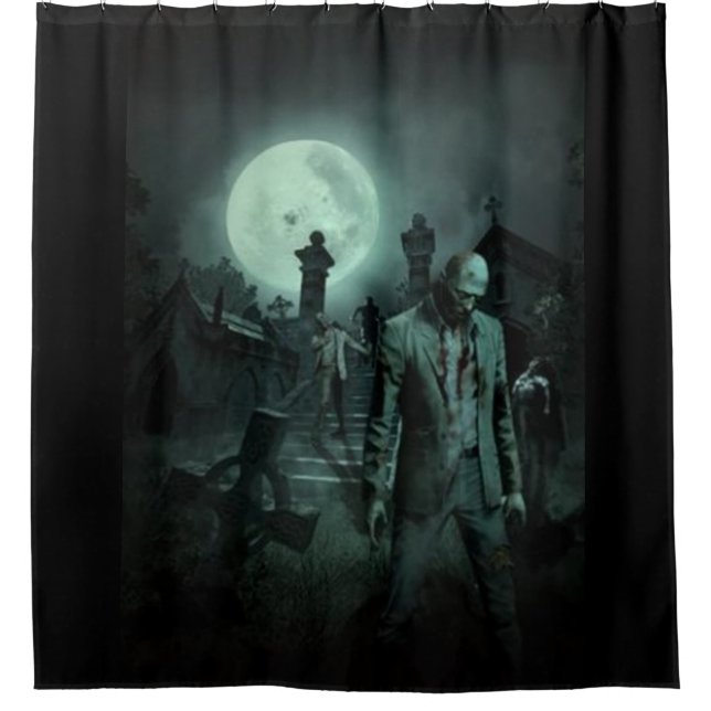 Full Moon Zombies Shower Curtain (Front)
