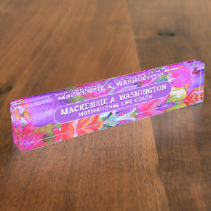 FULL NAME and TITLE Floral Watercolor Nameplate