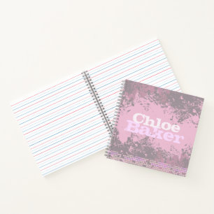 Full name muted purple grey pink girls notebook
