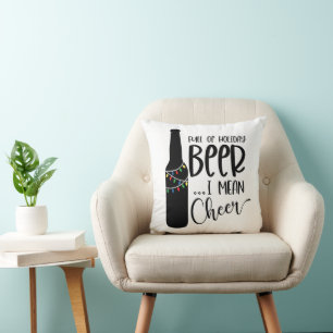 Full of Christmas Beer and Cheer   Funny Drinking Cushion