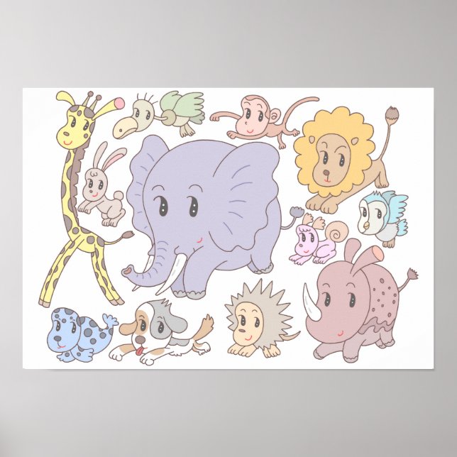 Full of energy! Twelve cheerful animals. Poster (Front)