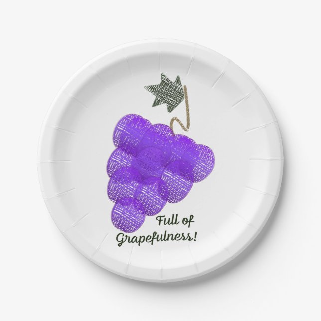 Full of Grapefulness Grapes Paper Plate (Front)