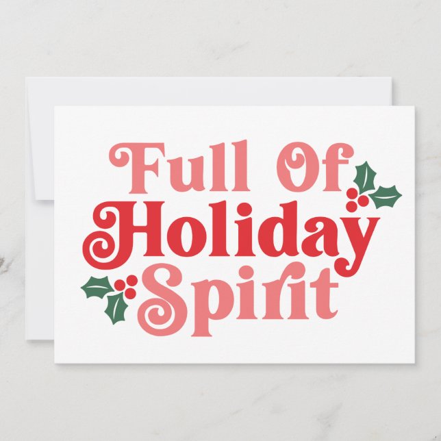 Full of Holiday Spirit - Festive Typography Card (Front)