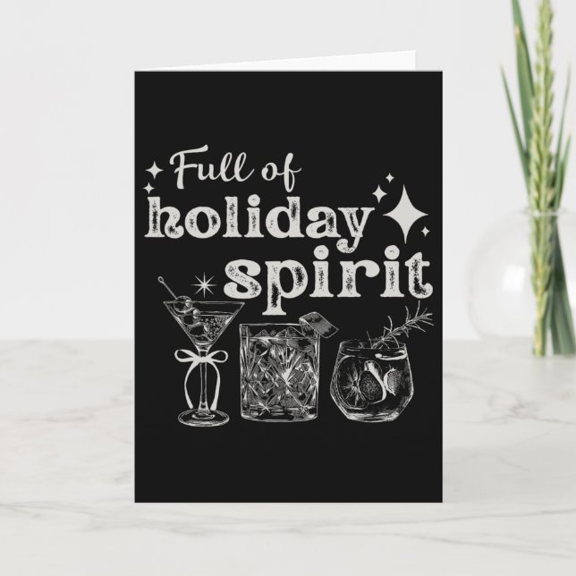 Full Of Holiday Spirit Wine Tail Christmas Party  Card (Front)